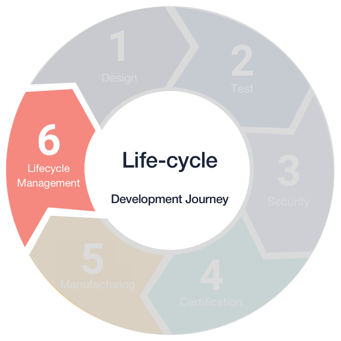 a circular char highlighting lifecycle phase of IoT product development